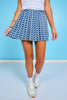 SSYS Lottie Pleated Skort In Navy Cane