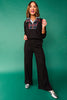 SSYS Tartan Piped Flat Front Air Wide Leg Pants In Black