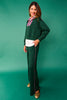 SSYS Tartan Piped Flat Front Air Wide Leg Pants In Hunter