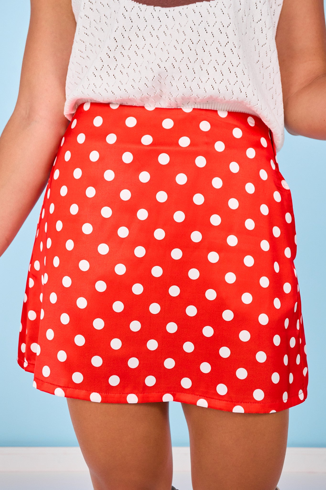 SSYS Jovie Ivory Polka Dot A Line Skort In Red
