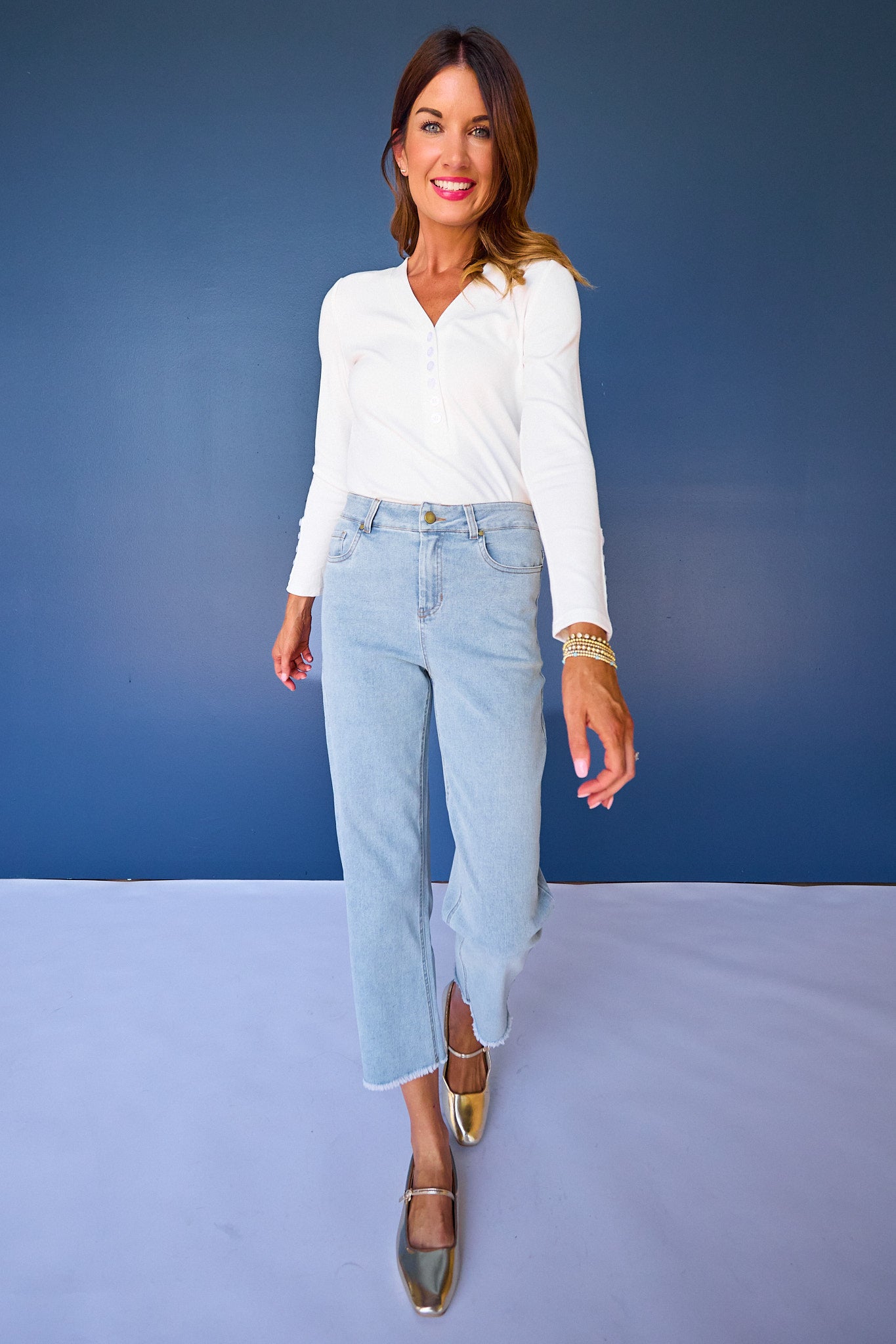 SSYS Kitt Stretch Light Wash Denim Petite Barrel Jeans