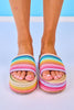 Pink Multi Woven Platform Slide Sandals