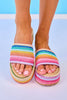 Pink Multi Woven Platform Slide Sandals