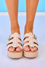 Cream Buckle Strap Platform Sandals