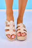 Cream Buckle Strap Platform Sandals