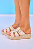 Cream Buckle Strap Platform Sandals