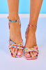 Multi Floral Strap Block Heels