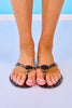 Tortoise Jelly Stone Accented Thong Sandals