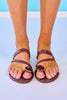 Brown Stone Toe Ring Strap Sandals