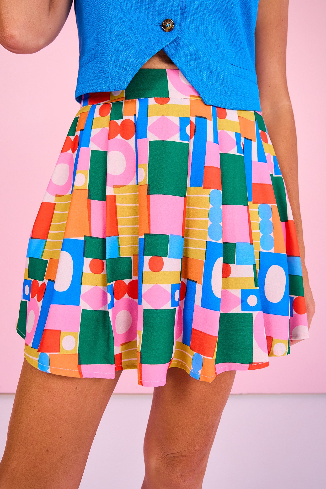 SSYS Kendra Printed Skort In Coastal Geometric