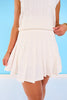 SSYS Ivory and Red Varsity Stripe Contrast Pleated Skort