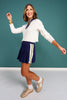SSYS Pleated Pickleball Skort In Navy With Contrast Stripe