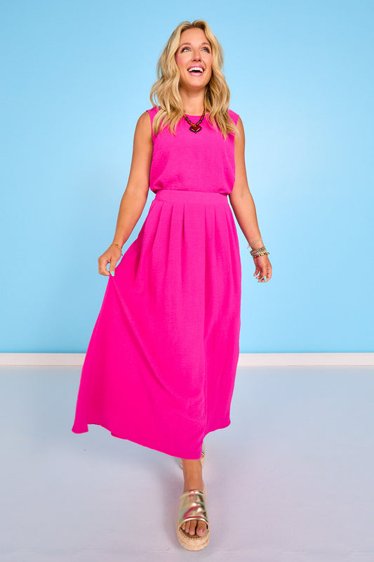 SSYS Bryce Crepe Maxi Skirt In Hot Pink