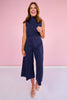 SSYS Lillian Ponte Cropped Wide Leg Pants In Navy