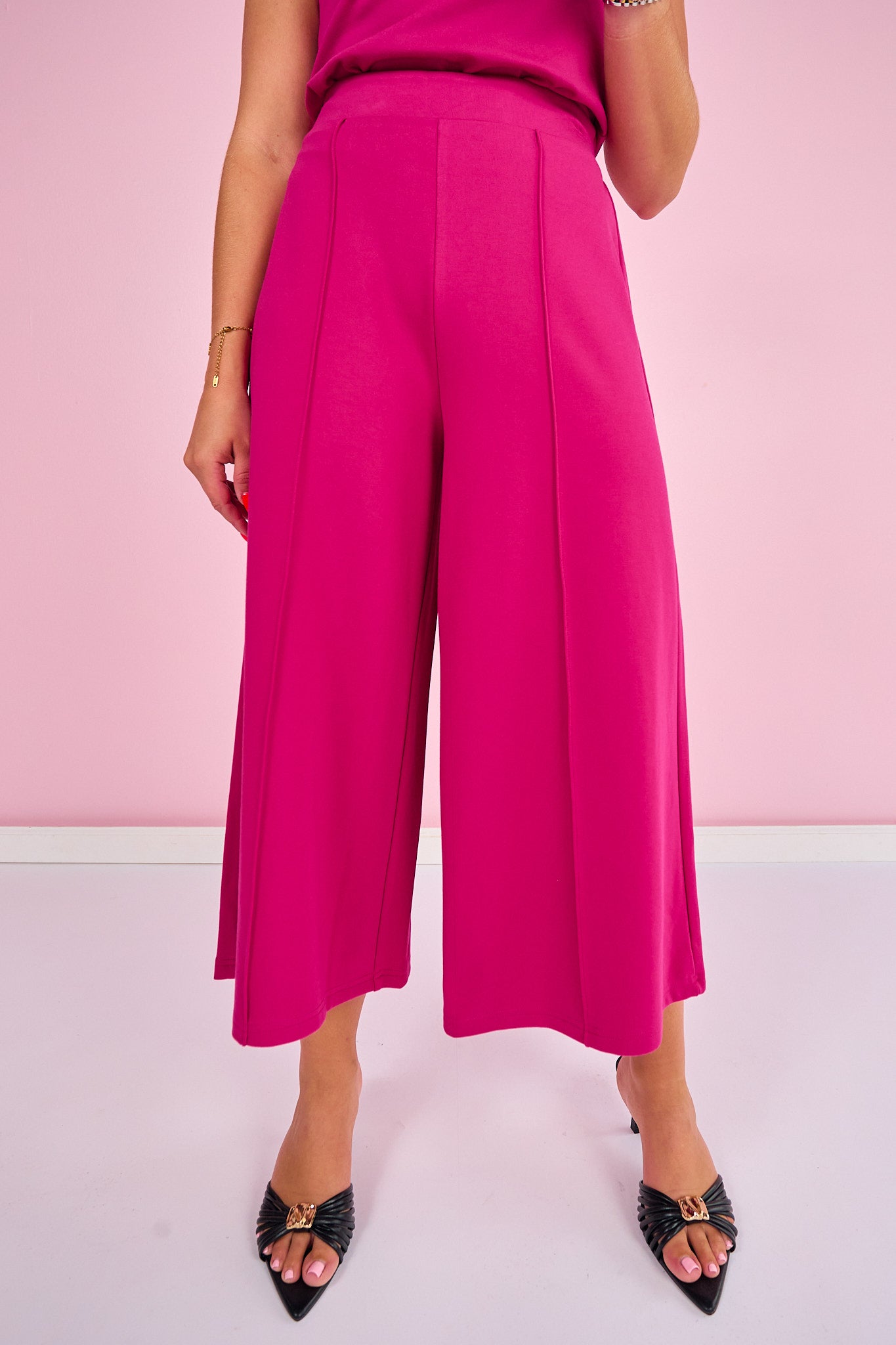 SSYS Lillian Ponte Cropped Wide Leg Pants In Orchid