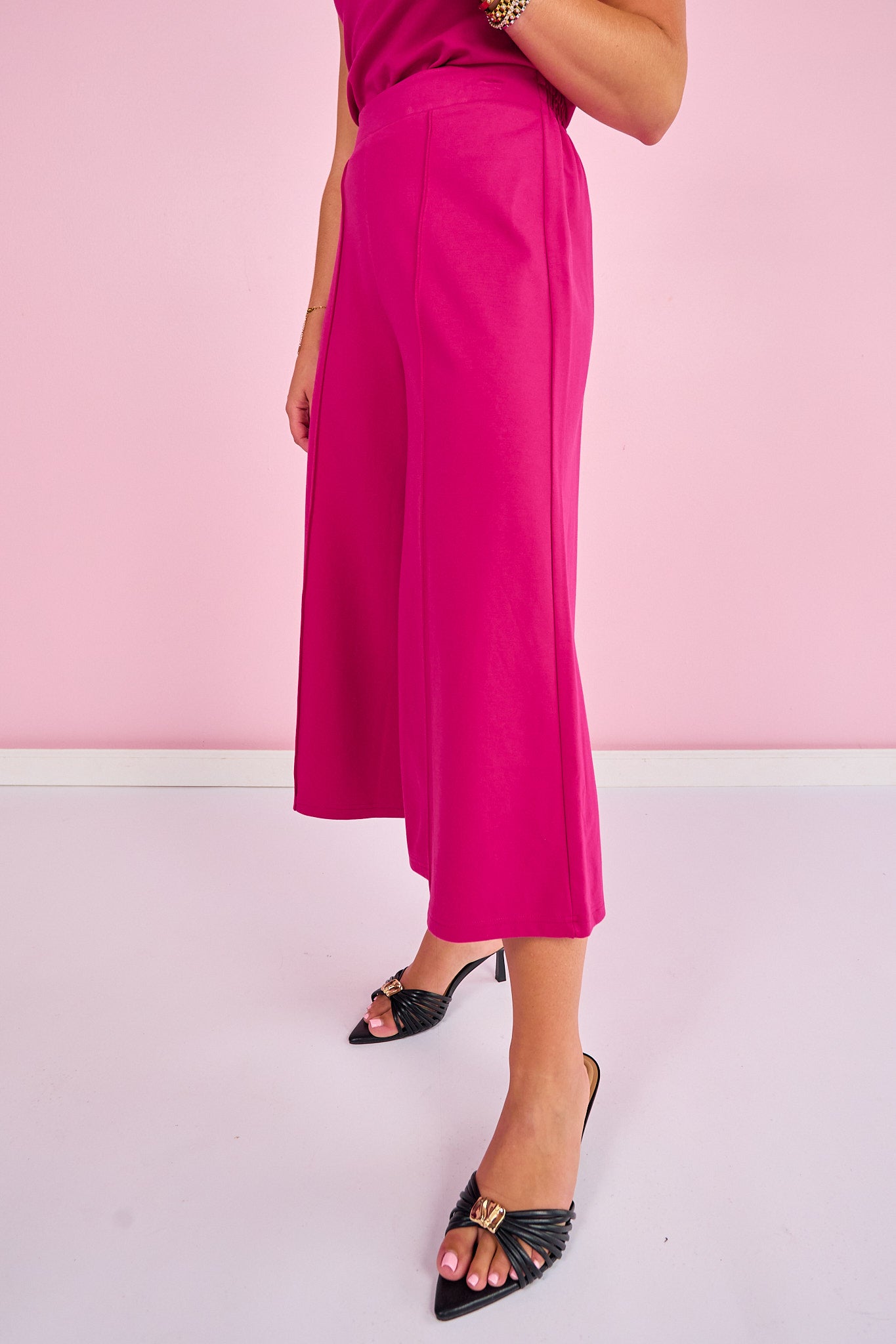 SSYS Lillian Ponte Cropped Wide Leg Pants In Orchid