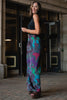 SSYS Nia Dark Orchid Paisley Print Satin Pants