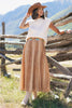 SSYS Cassidy Polka Dot Pleated Maxi Skirt In Tan Spotted Animal