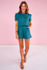 SSYS Ryan Air Flat Front Shorts In Teal *FINAL SALE*