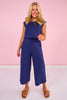 SSYS Flat Front Air Wide Leg Cropped Pants In Navy *FINAL SALE*