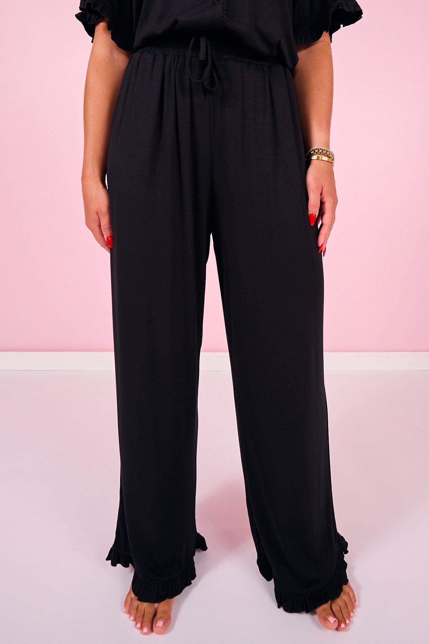 SSYS Brielle Ruffle Pajama Pants In Black