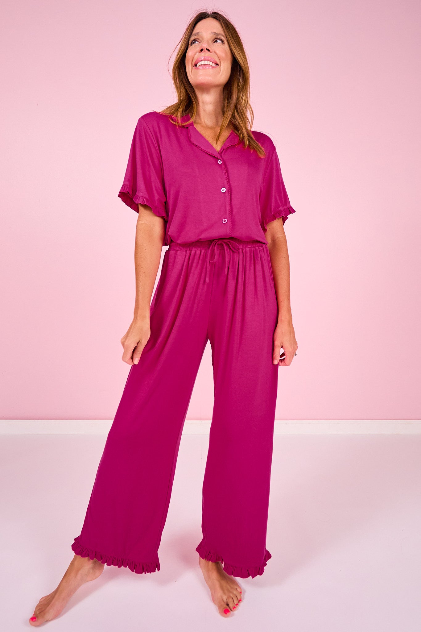 SSYS Brielle Ruffle Pajama Pants In Orchid