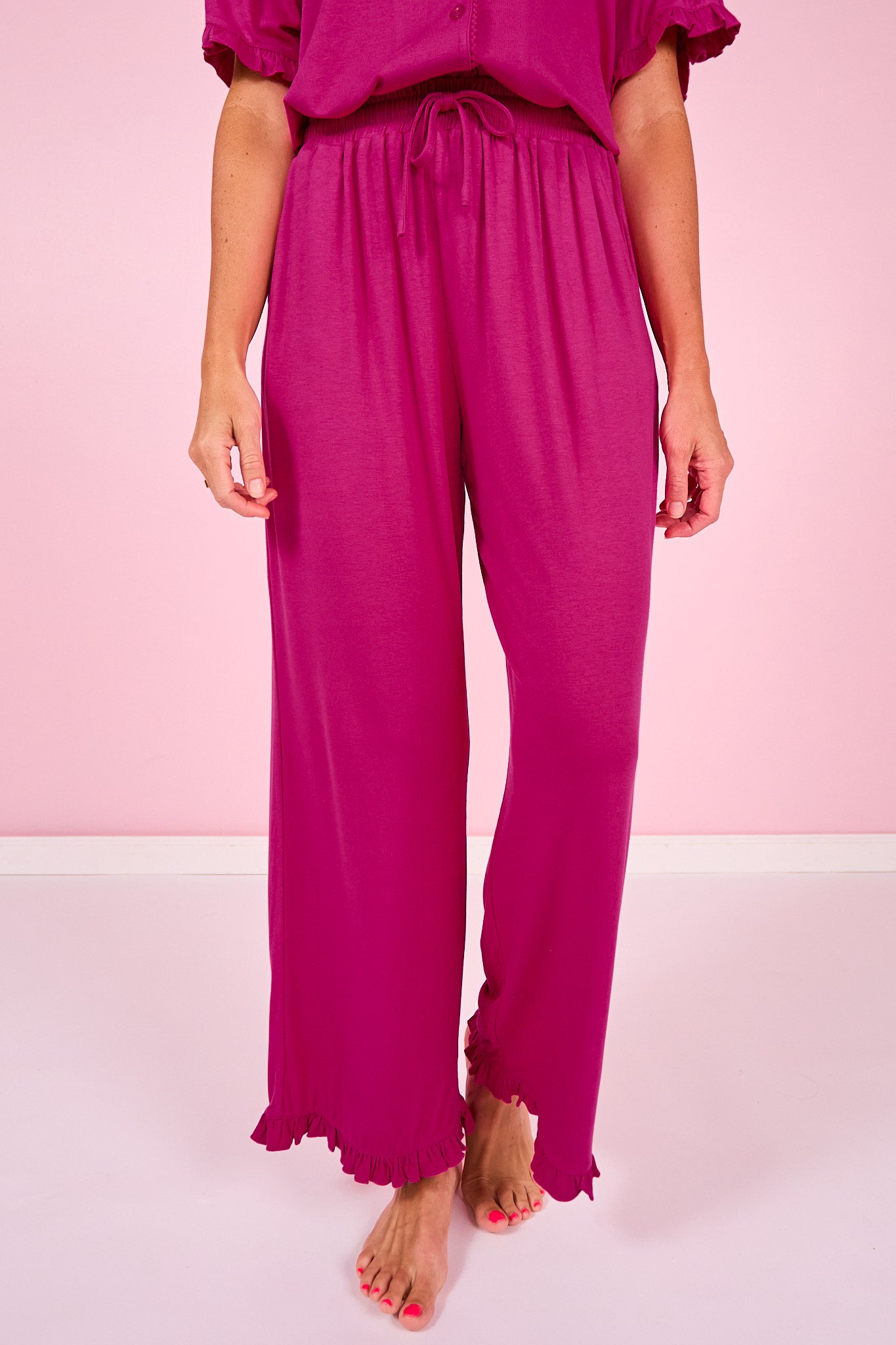 SSYS Brielle Ruffle Pajama Pants In Orchid