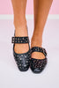 Shu Shop Black Studded Buckle Flats