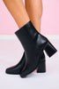 Black Side Zipper Ankle Booties