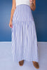 SSYS Rosalie Drop Waist Maxi Skirt in Navy and White Stripe