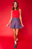 SSYS Pickleball Drop Waist Pleated Skort In Navy Tartan