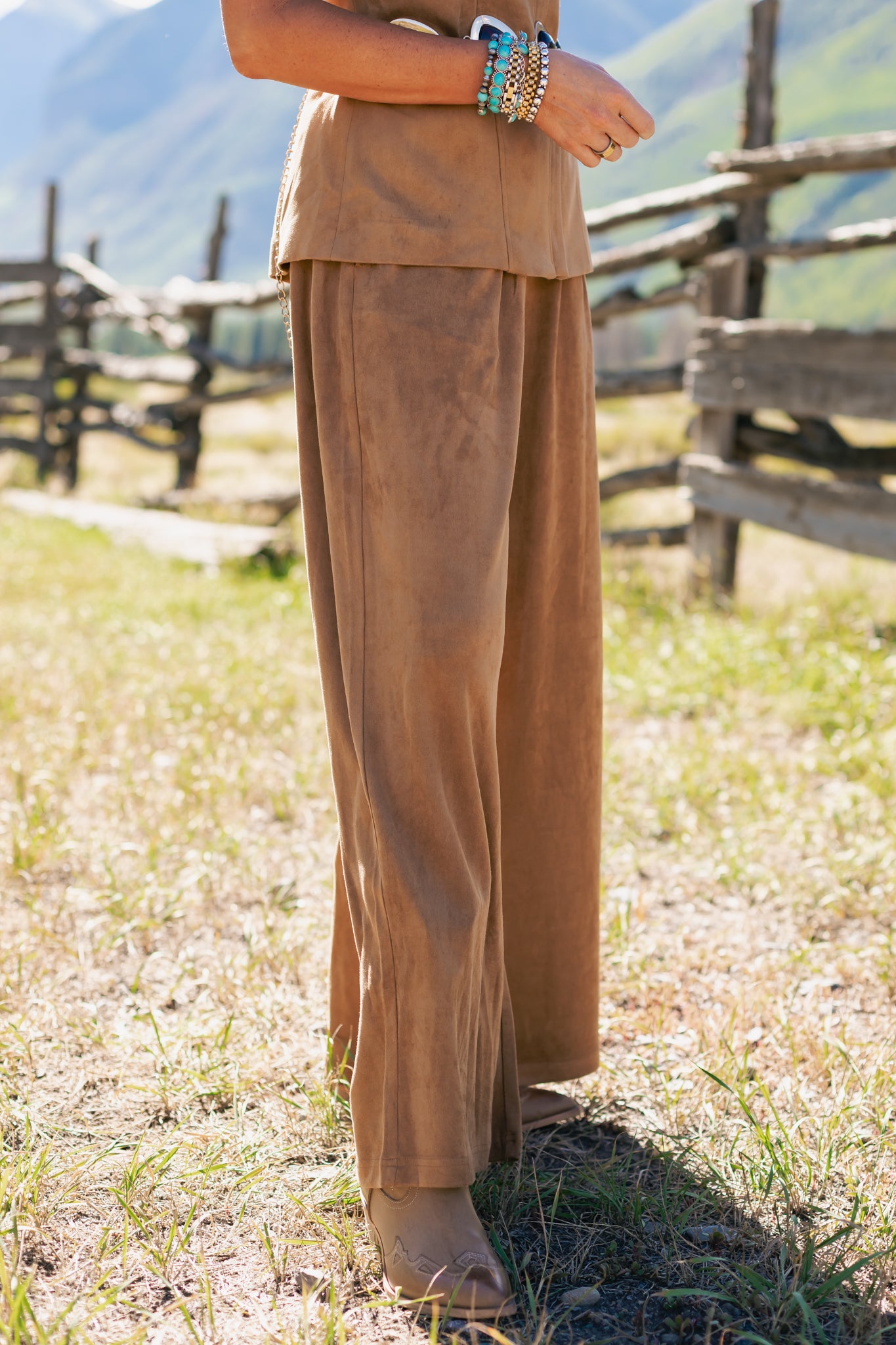SSYS Jules Suede Trouser Pants In Tan