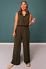 SSYS Wide Leg Active Pants In Dark Olive