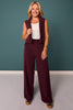 SSYS Wide Leg Active Pants In Deep Maroon