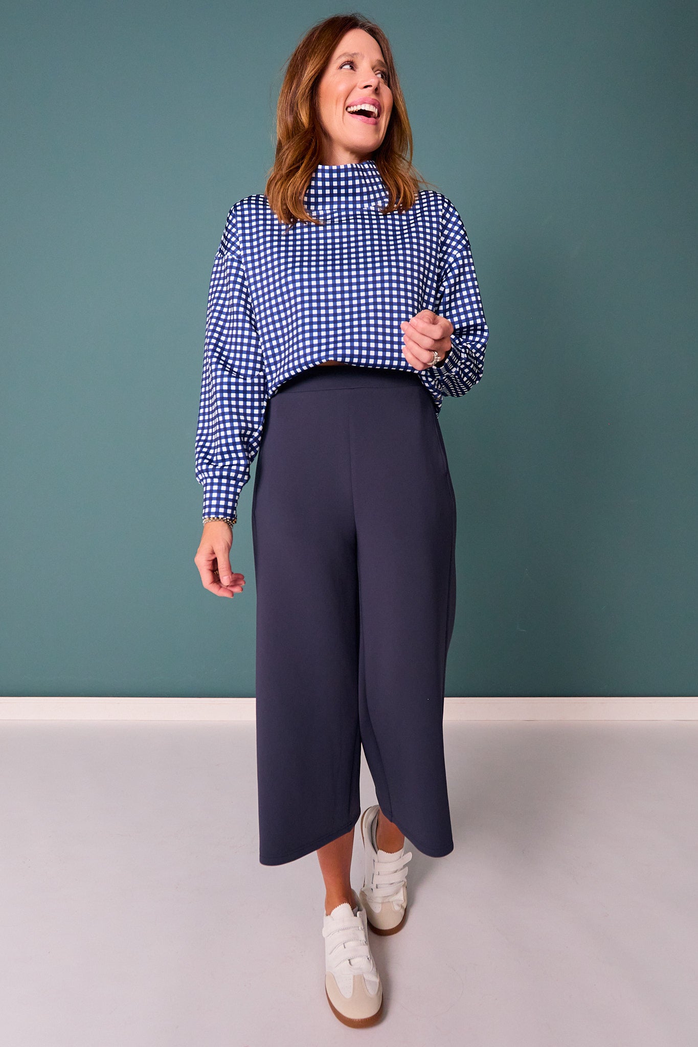 *PRE-ORDER ETA DEC* SSYS Scuba Cropped Wide Leg Pants In Navy *FINAL SALE*