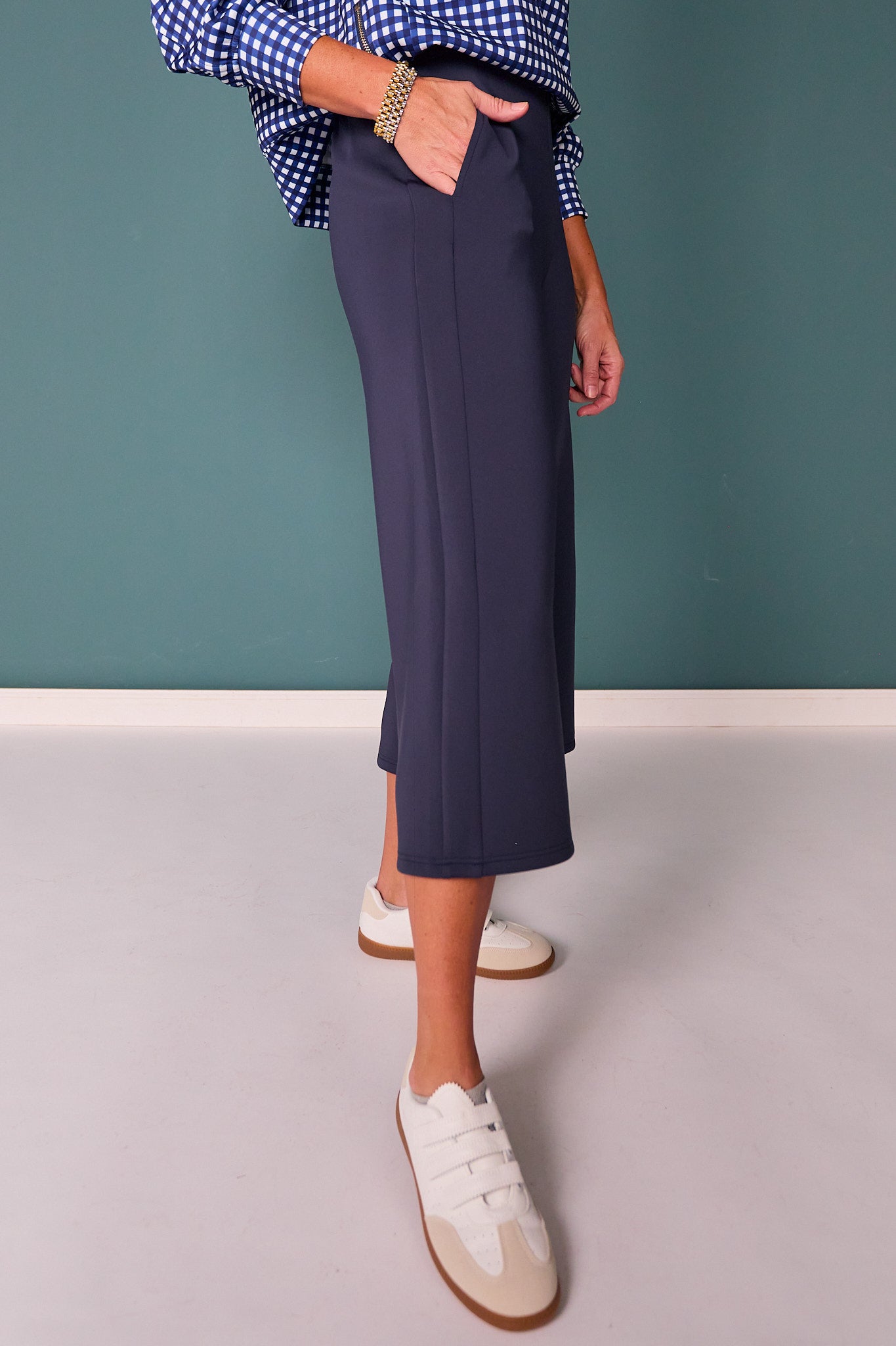 *PRE-ORDER ETA DEC* SSYS Scuba Cropped Wide Leg Pants In Navy *FINAL SALE*