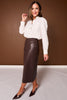 SSYS Evelina Faux Leather Midi Skirt In Brown