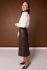 SSYS Evelina Faux Leather Midi Skirt In Brown