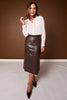 SSYS Evelina Faux Leather Midi Skirt In Brown