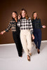 SSYS Farah Plaid Flannel Long Sleeve Mock Neck Top with Leather Trim In Black