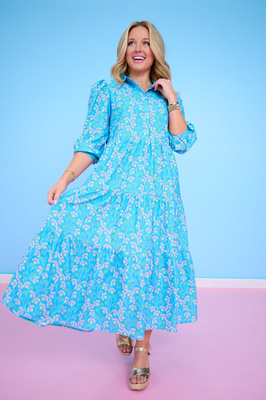 SSYS Emery Maxi Dress In Blue Garden Vines