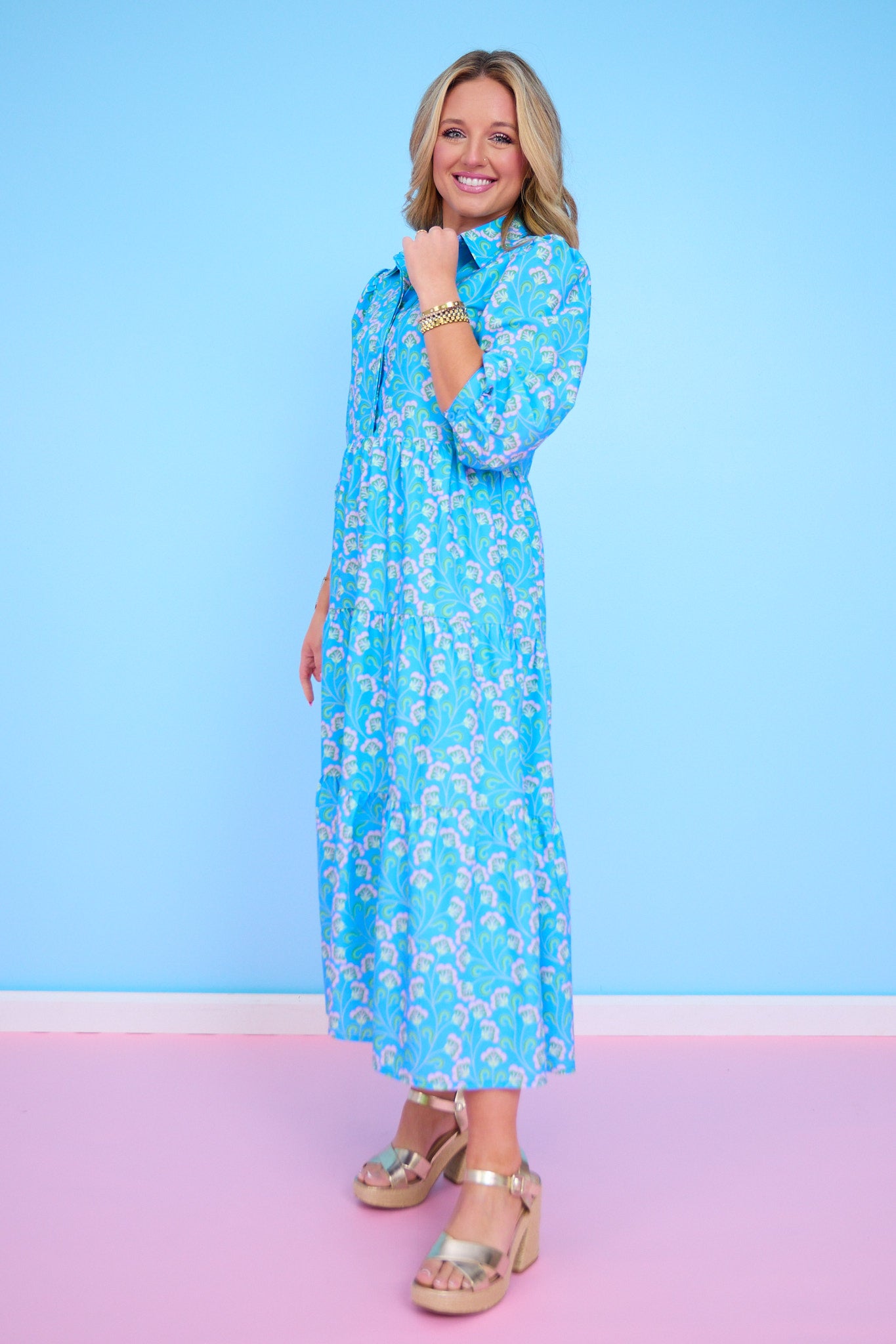 SSYS Emery Maxi Dress In Blue Garden Vines