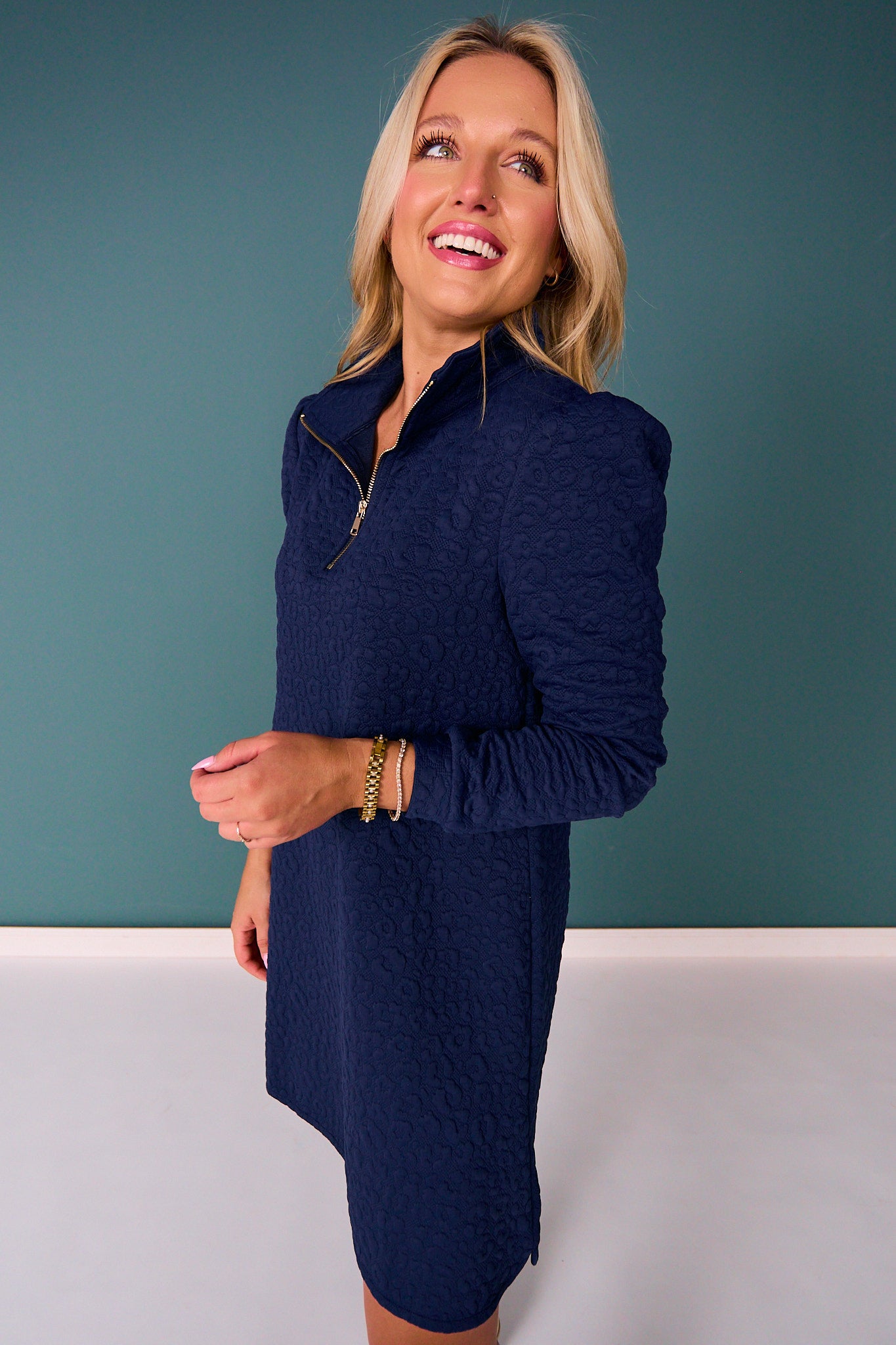 SSYS Long Sleeve Everyday Dress In Navy Animal *FINAL SALE*