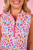 SSYS Augusta Scuba Hot Pink Contrast Zipper Dress In Bold Animal