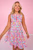 SSYS Augusta Scuba Hot Pink Contrast Zipper Dress In Bold Animal