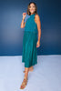 SSYS Samantha Pleated Twofer Midi Dress In Hunter