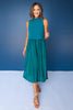 SSYS Samantha Pleated Twofer Midi Dress In Hunter