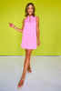 SSYS Zoey Ruffle Collar Zip Air Dress In Bright Pink