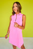 SSYS Zoey Ruffle Collar Zip Air Dress In Bright Pink