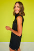 SSYS Zoey Ruffle Collar Zip Air Dress In Black